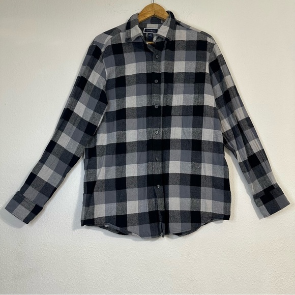 Club Room Men’s Buffalo Buttom Down Flannel Shirt Color Gray Size M Plaid - Picture 2 of 12